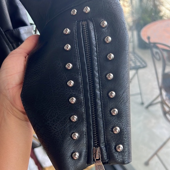 Floral Embroidered Vegan Leather Motorcycle Jacket - Picture 8 of 13